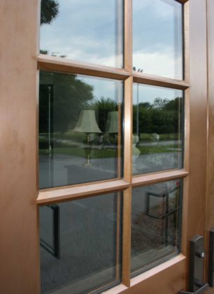 copper clad double door with 6 lights detail